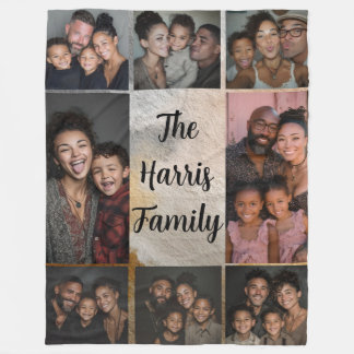 Neutral Tones Familie Fotocollage Fleece Deken