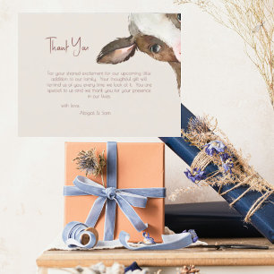 Neutral Tones Koe Baby shower Dank u Briefkaart
