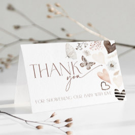 Neutral Valentines Baby Shower Butterly Thank You Bedankkaart