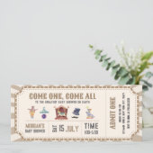 Neutral Vintage Circus Ticket Carnival Baby shower Kaart (Staand voorkant)