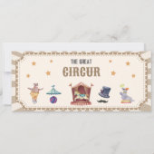Neutral Vintage Circus Ticket Carnival Baby shower Kaart (Achterkant)