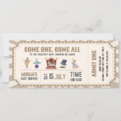 Neutral Vintage Circus Ticket Carnival Baby shower Kaart (Voorkant)