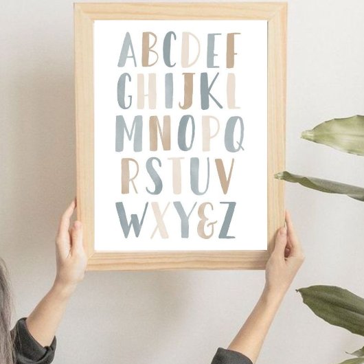 Neutral Watercolor Literacy Nursery Poster