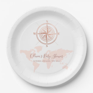 Neutral Wereldkaart Travel Adventure Baby shower Papieren Bordje