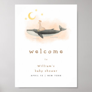 Neutral  Whale & Duck Baby shower Welkom Poster