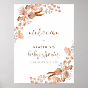 Neutral Wildflower Boho Baby shower Welkom Poster