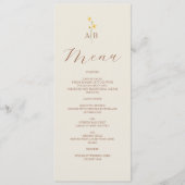 Neutral Wildflower Wedding Menu Kaart (Voorkant)