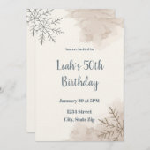 Neutral Winter 50th Birthday Invitation – Minimal (Devant / Derrière)