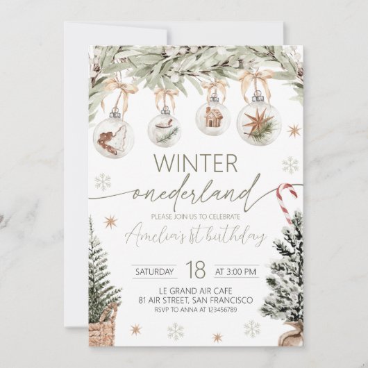 Neutral Winter Onederland Invitation (Devant)