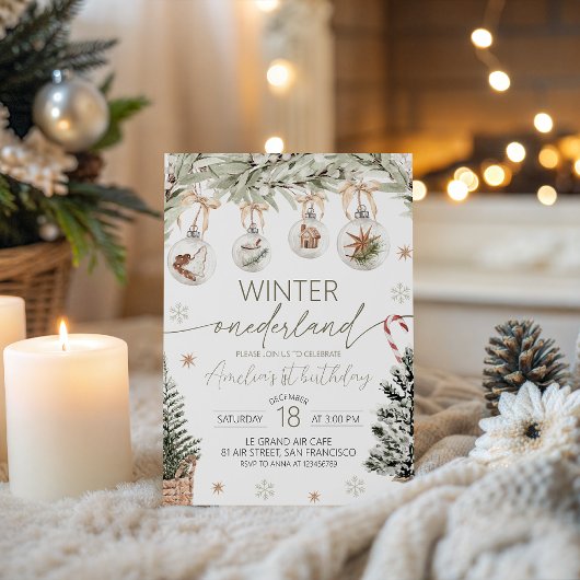 Neutral Winter Onederland Invitation