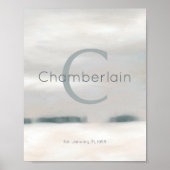 Neutral Winter Watercolor Custom Last Name Print (Voorkant)