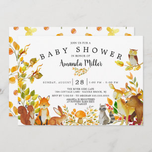 Neutral Woodland Forest Animals Baby shower Kaart