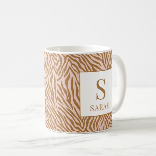 Neutral Zebra Custom Initial Name Mug (Devant droit)