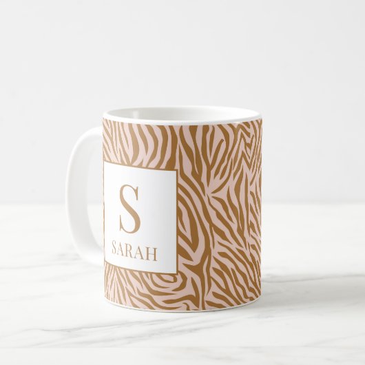 Neutral Zebra Custom Initial Name Mug (Devant gauche)