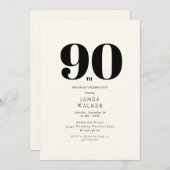 Neutrale 90ste verjaardag kaart (Voorkant / Achterkant)