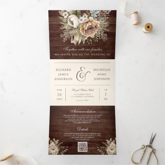 Neutrale aardbevingskuit QR Code Weddenschap Drieluik Uitnodiging (Binnen)