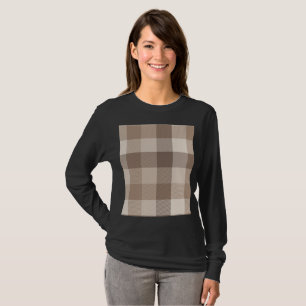 Neutrale Aarde Tannige Geruite Gingham Plaid T-shirt