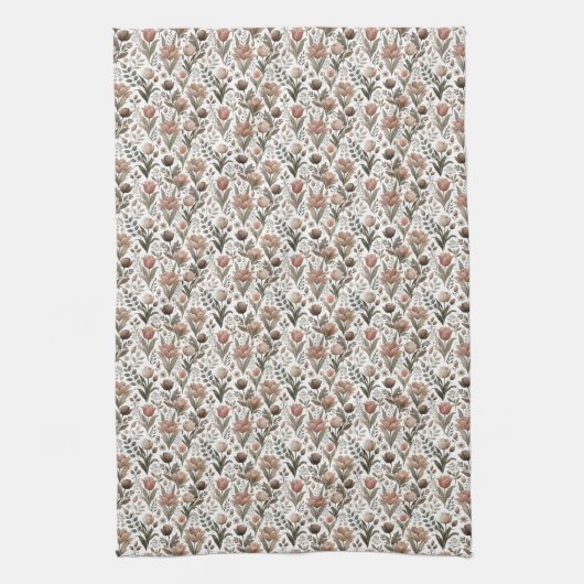 Neutrale Aarde Tone Tulp Patch Keukenhanddoek (Verticaal)