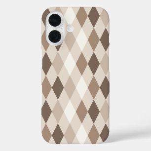 Neutrale Aardetone Bruine Harlekijn Diamant iPhone 16 Hoesje