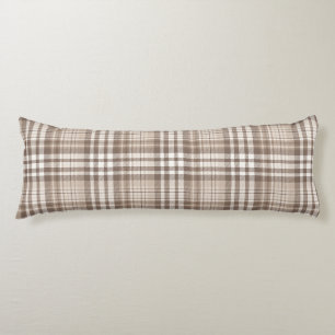Neutrale aardetone plaid tartan ontwerp  lichaamskussen