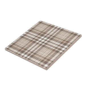 Neutrale aardetone plaid tartan ontwerp tegeltje