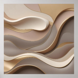 Neutrale Abstracte elegantie - gelaagde 3D-stroom  Poster