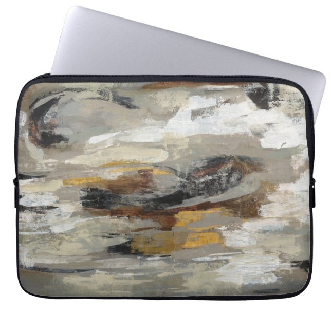 Neutrale Abstracte grijze afdrukken | Silvia Vassi Laptop Sleeve (Voorkant)
