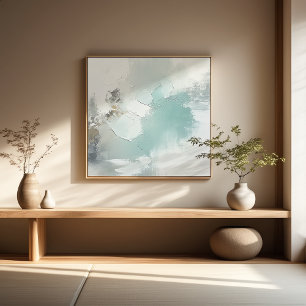 Neutrale Abstracte Groene Beige Minimalistische Mu Perfect Poster