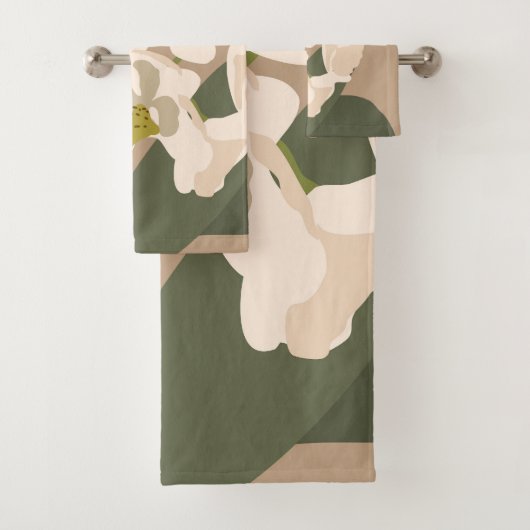 Neutrale Abstracte Orchids Floral Home Decor Bad Handdoek (Insitu)