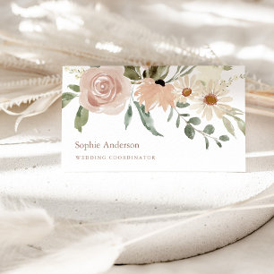 Neutrale Aquarel Botanische Bloemen Visitekaartje