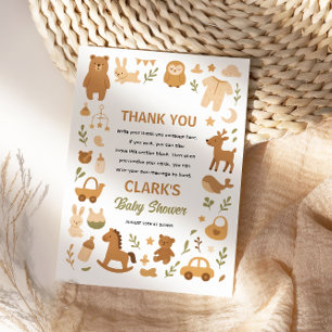 Neutrale baby jongen shower Cute safari dier Bedankkaart