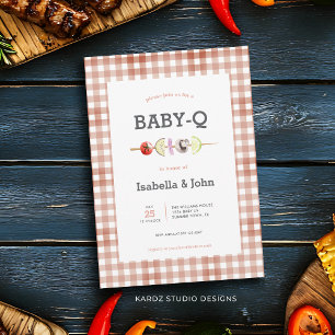 Neutrale Baby-Q Baby shower uitnodiging