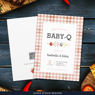 Neutrale Baby Q Barbecue Baby Shower Uitnodiging