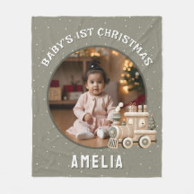 Neutrale Baby's 1e Kerstmis Trein Aandenken Foto