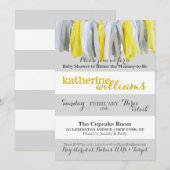 Neutrale babyshower uitnodiging kwastengarland (Voorkant / Achterkant)