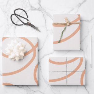 Neutrale Beige Abstracte Minimale Slagen van de Li Inpakpapier Vel