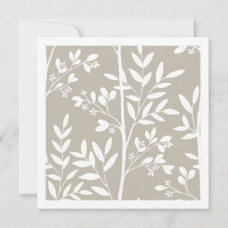 Neutrale Beige Bloem Silhouet Botanische Kunstkaar Kaart