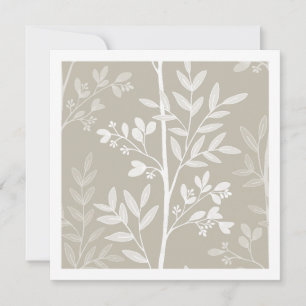 Neutrale Beige Bloemensilhouet Botanische Kunstkaa Kaart