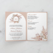 Neutrale Beige Bloemige Boho Pampas QR Code Trouwe (Binnen)