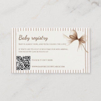 Neutrale Beige Boog Babyregistratiekaart Visitekaartje