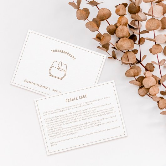Neutrale Beige Candle Care Kaart