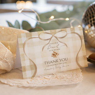 Neutrale Beige Gingham Pinda Baby Shower Decoratie Bedankkaart