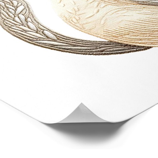 Neutrale Beige Kitty Geborduurd Boho Kat Poster (Hoek)