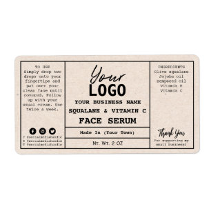 Neutrale beige Kraft Paper Serumlabels Etiket