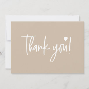Neutrale Beige Moderne schrift Baby Shower Koppel Bedankkaart