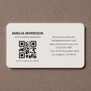 Neutrale Beige QR-code Visitekaartje