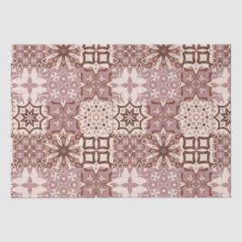 Neutrale, beige, rood, roze, Marokkaanse tegels Tissuepapier