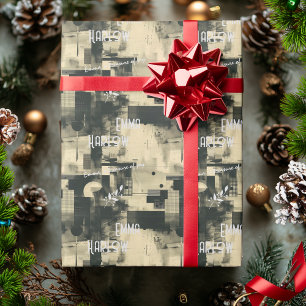 Neutrale Beige Typografie & Modern Abstract Patroo Cadeaupapier