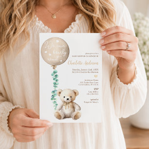 Neutrale Berenjongens Baby Shower Uitnodiging