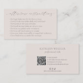 Neutrale Biege Tan QR Code Elegante moderne nazorg Visitekaartje (Voorkant / Achterkant)